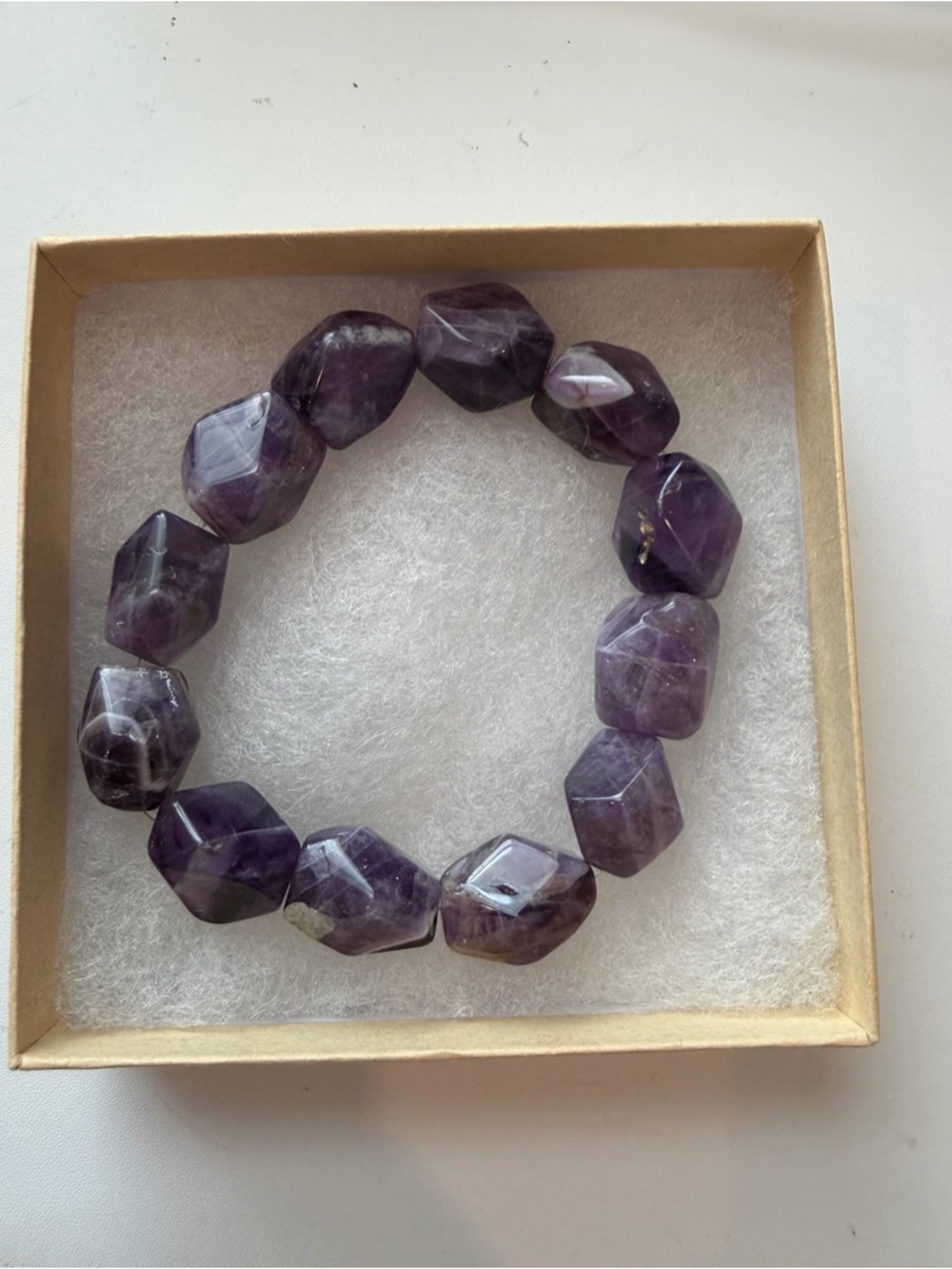 Amethyst, purple  chunky stones  stretch bead bracelet